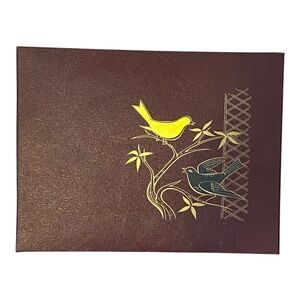 Vintage photo album. Etched painted detail with birds